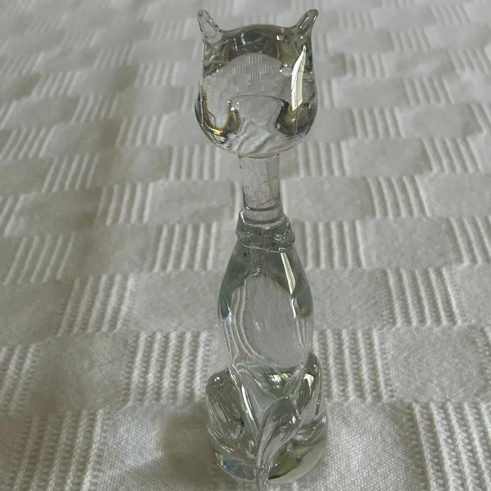Cat Glass Art Figure MCM 7.5